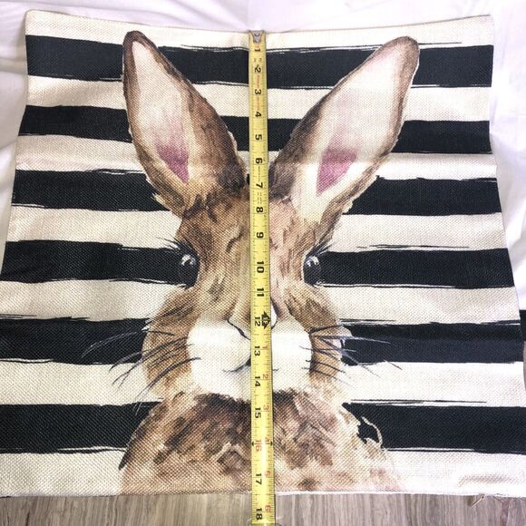 Woven Decorative Pillow Cover Bunny Rabbit Multicolored 18x18 CUTE!! - Picture 4 of 6